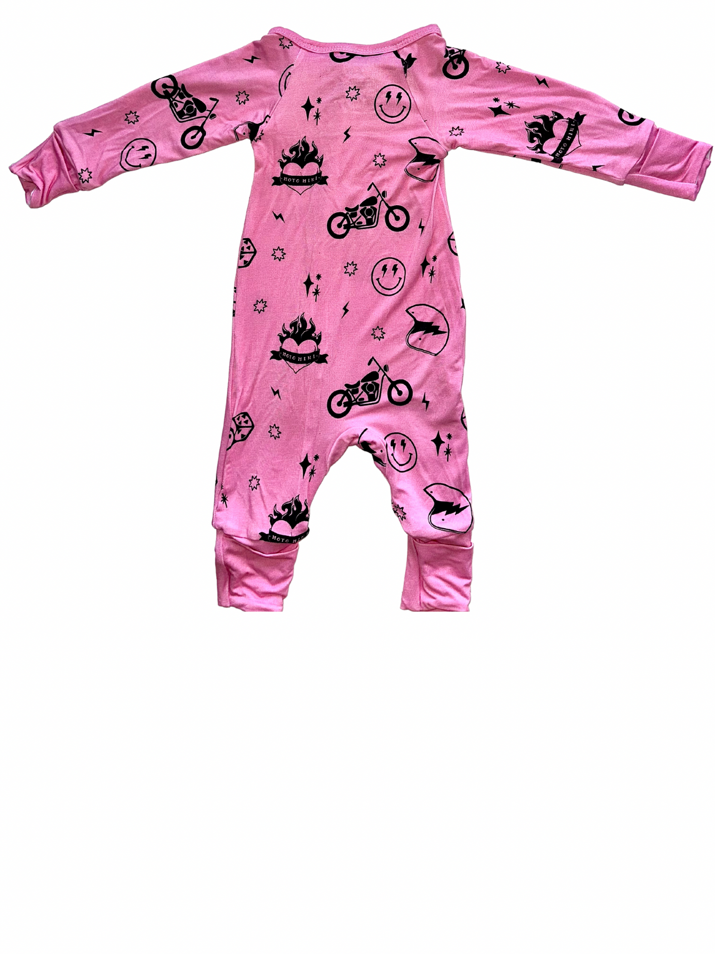 Moto Mini Zip Romper in Pink Lady
