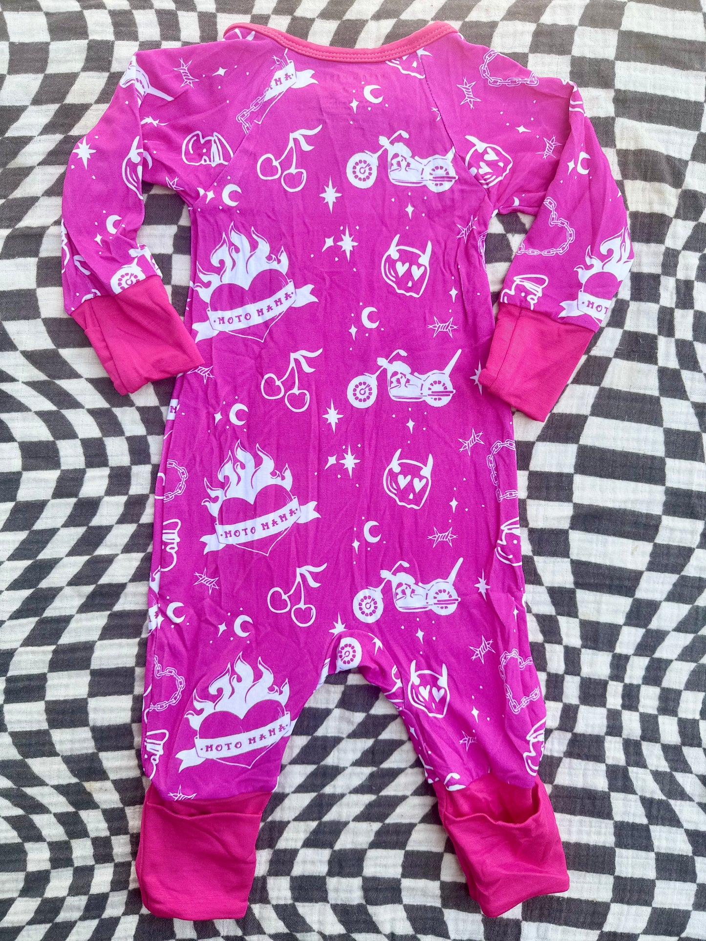 I’m Just a Girl Zip Onesie in Bright Magenta