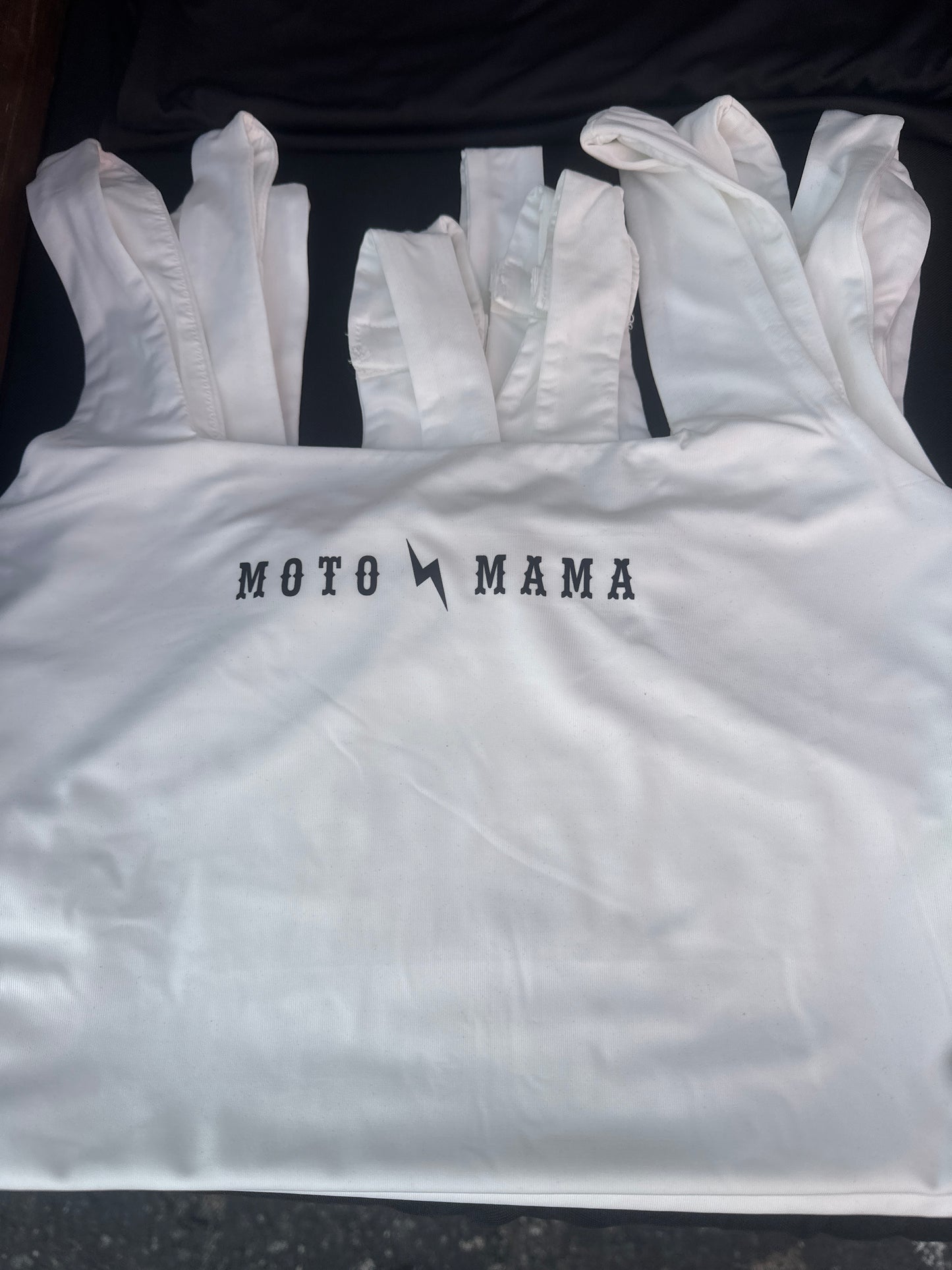 White moto mama bodysuit