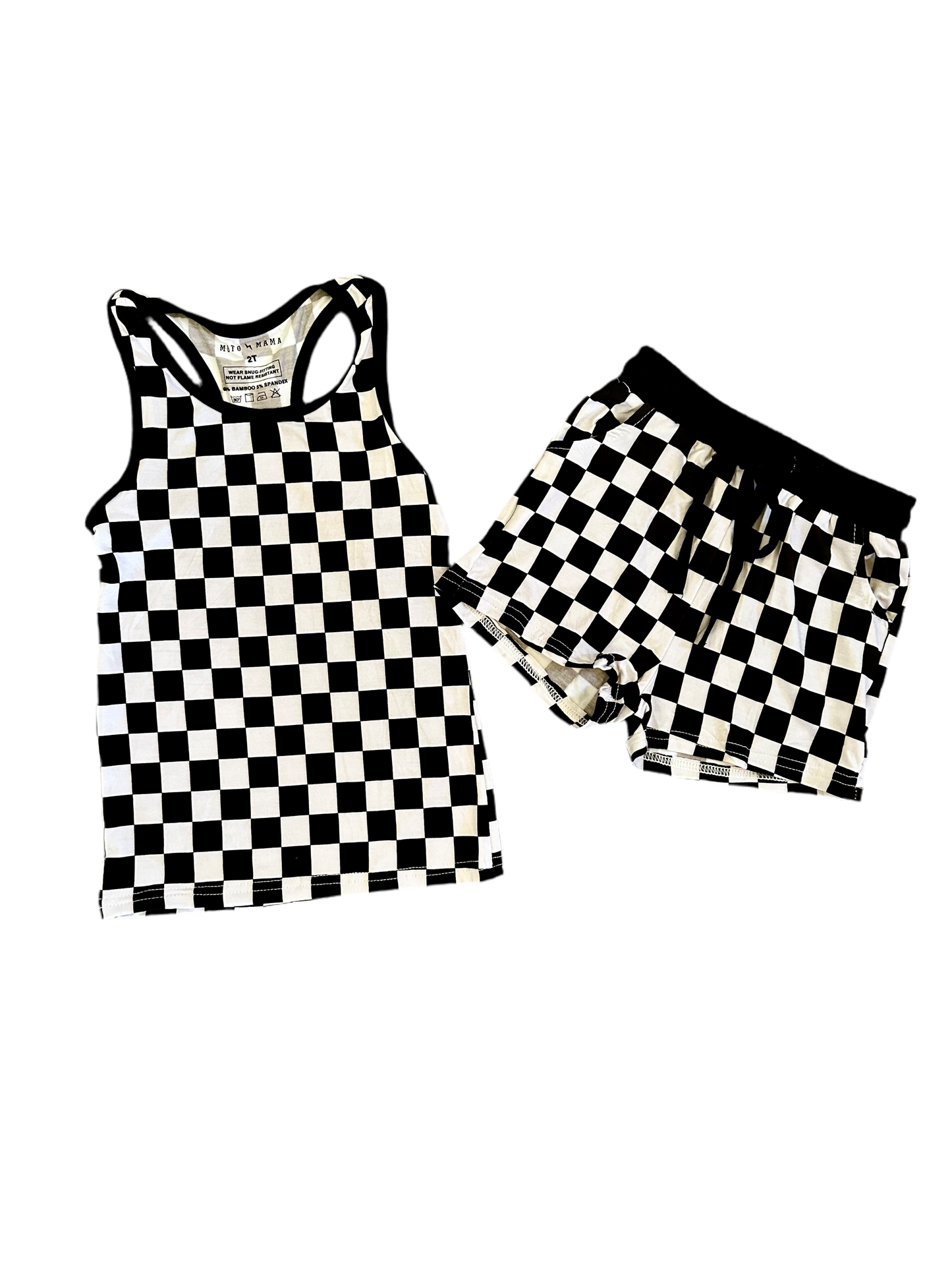 Checkered Bamboo Sleep/Play Short and Tank Set