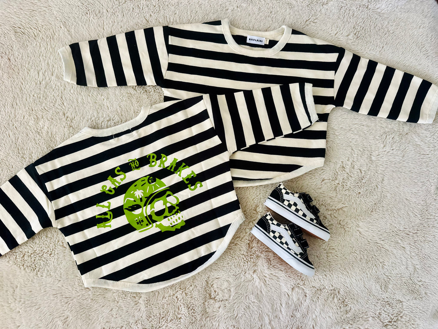 ALL Gas NO Brakes - French Terry Racing Stripe - Black & White