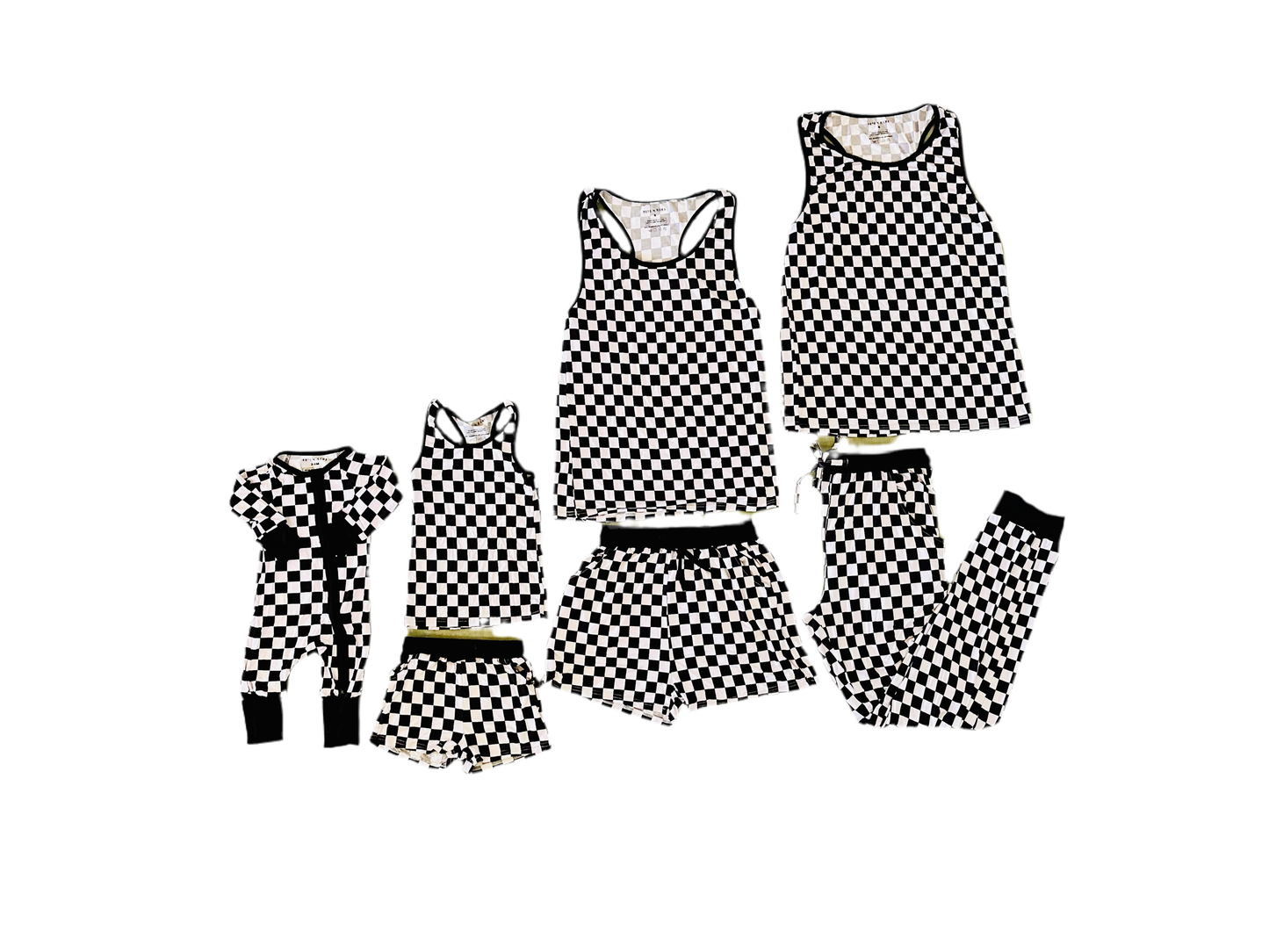 Checkered Bamboo Sleep/Play Short and Tank Set