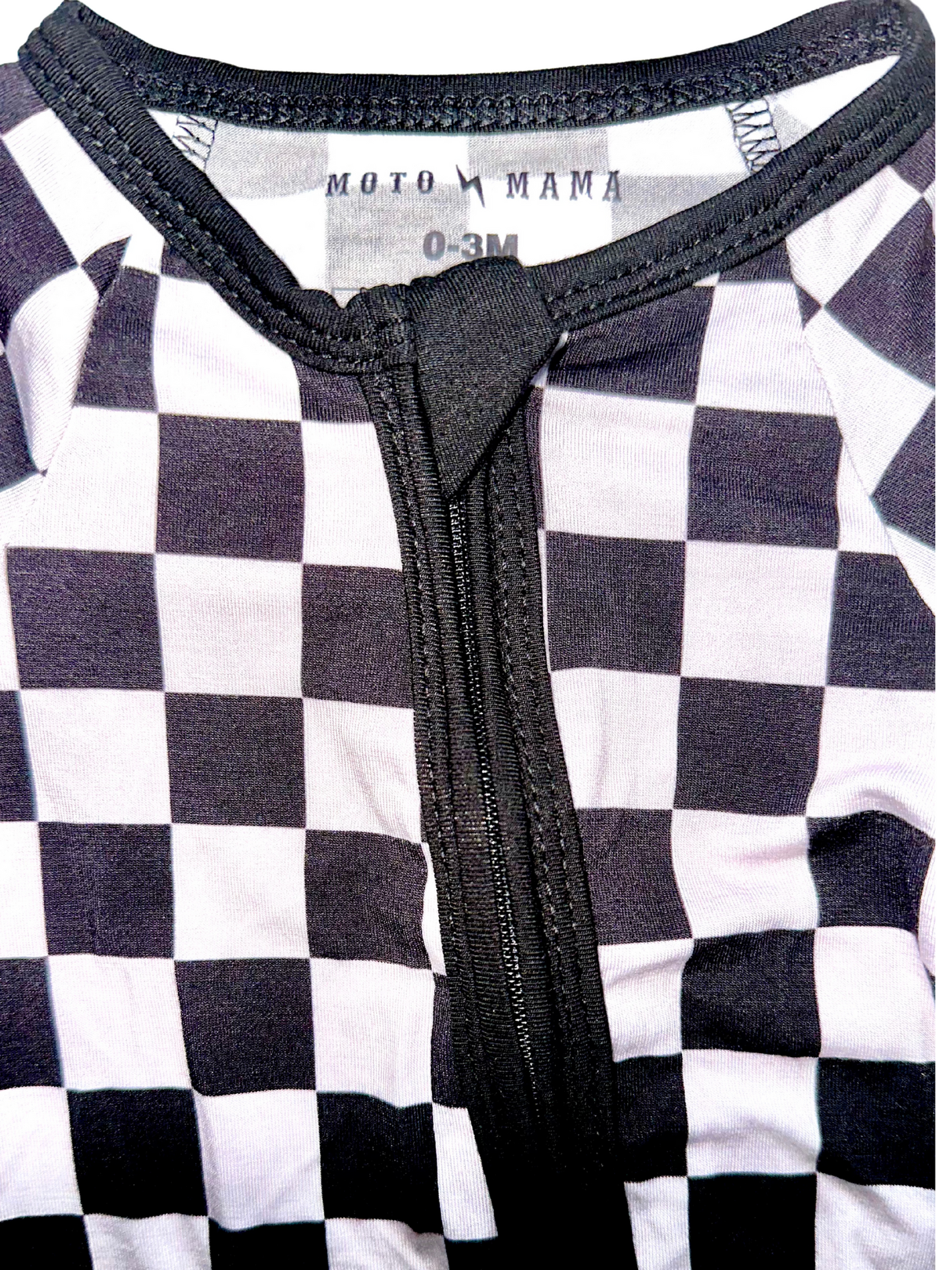 Black and White Checkered Zip Romper