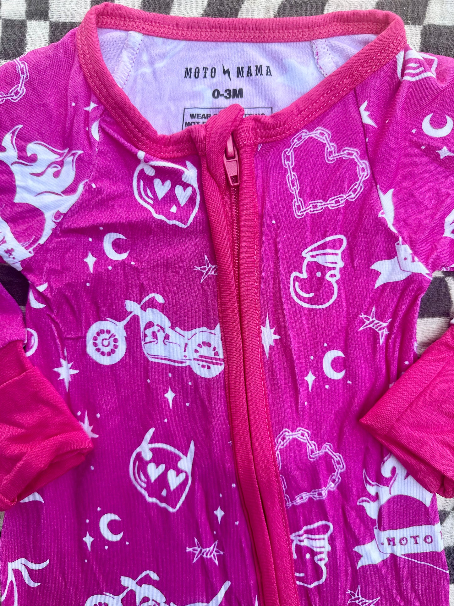 I’m Just a Girl Zip Onesie in Bright Magenta