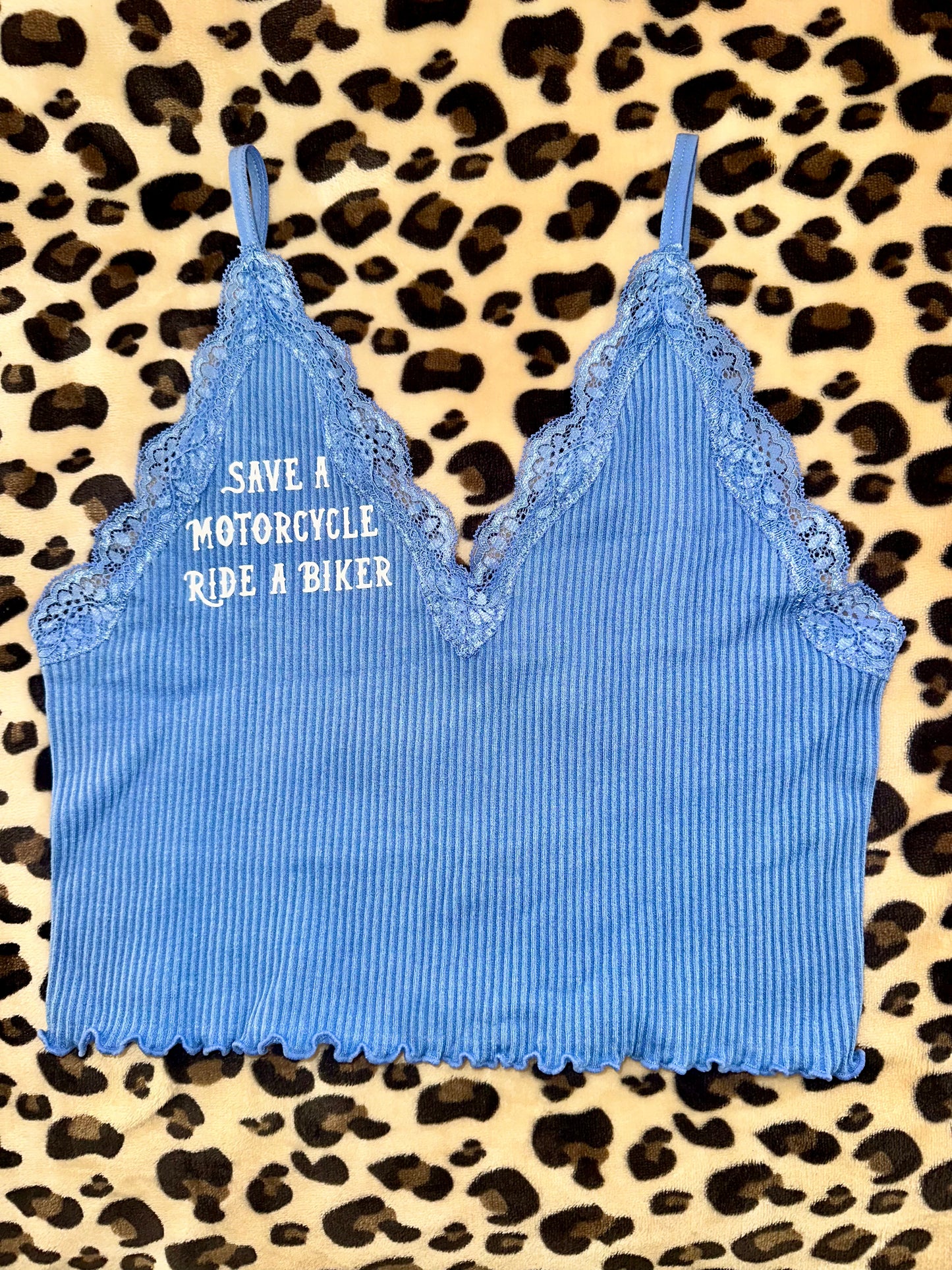 Lace Crop Tank Blue
