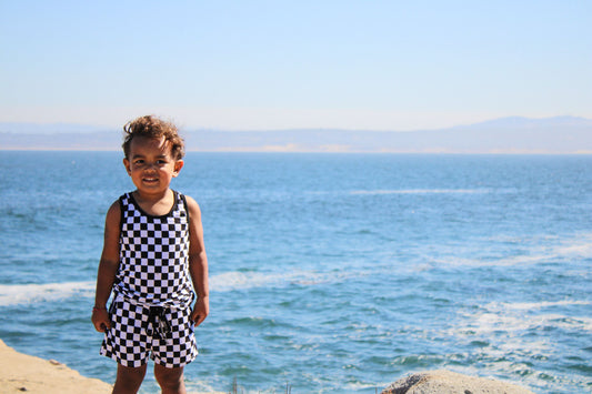 Checkered Bamboo Sleep/Play Short and Tank Set