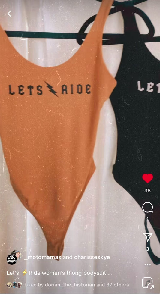 Black Lets Ride Thong Bodysuit